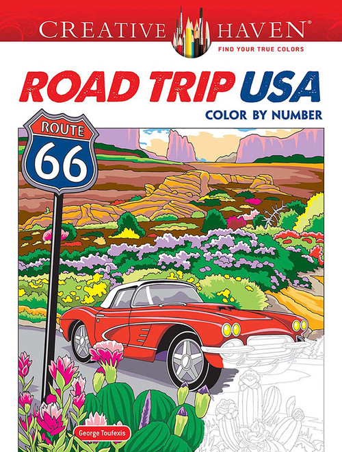 Creative Haven Road Trip USA Color by Number by George Toufexis, 9780486853628