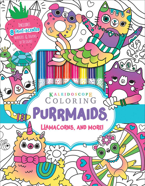 Kaleidoscope Coloring: Purrmaids, Llamacorns, and More! (Includes 8 Fruit-Scented Markers and Dozens of Designs!) by Editors of Silver Dolphin Books, 9781684126507