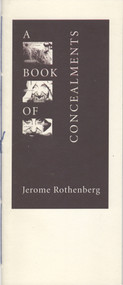 A BOOK OF CONCEALMENTS by Jerome Rothenberg, 9780925904454