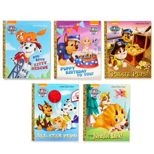 PAW Patrol Little Golden Book Library (PAW Patrol) (Itty-Bitty Kitty Rescue; Puppy Birthday!; Pirate Pups; All-Star Pups!; Jurassic Bark!) by Various, Golden Books, 9781524764128