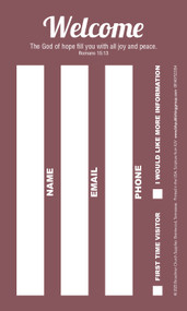 Guest Welcome Card: Welcome - Burgundy (Package of 50) (Romans 15:13  (KJV)) by Broadman Church Supplies Staff, 9798384526438