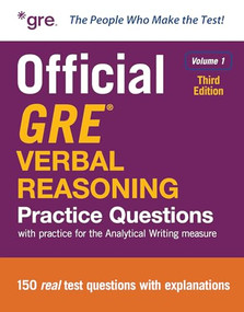 Official GRE Verbal Reasoning Practice Questions, Third Edition, Volume 1 by Educational Testing Service, 9781266323027