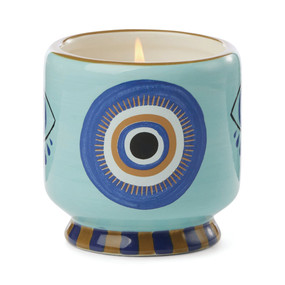A DOPO 8 OZ HANDPAINTED "EYE" CERAMIC CANDLE - INCENSE & SMOKE, AD0802