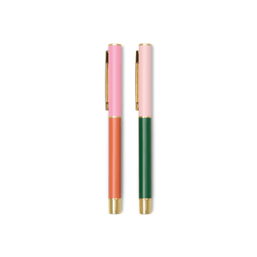 COLOR BLOCK PENS, SET OF 2 - RED ORANGE + EMERALD, DCBS1012