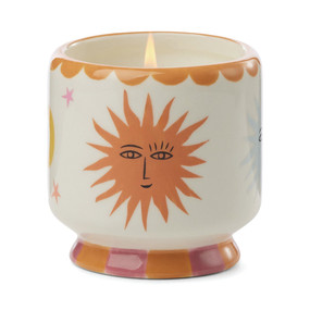 A DOPO 8 OZ HANDPAINTED "SUN" CERAMIC CANDLE - ORANGE BLOSSOM, AD0807