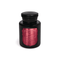 APOTHECARY NOIR 8 OZ BLACK GLASS VESSEL & LID WITH MAROON LABEL - LINEN & ORRIS, APN805