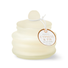 CYPRESS & FIR 3 OZ FROSTED WHITE GLASS WITH LID, CFH0303