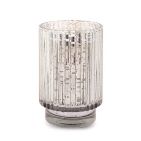 CYPRESS & FIR 12 OZ SILVER MERCURY TALL RIBBED GLASS, CFH1101