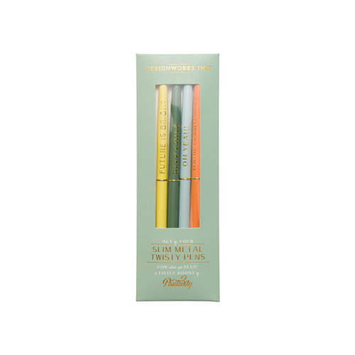TWISTY SLIM METAL PEN SET, SET OF 4 - GREEN, DPSM2022
