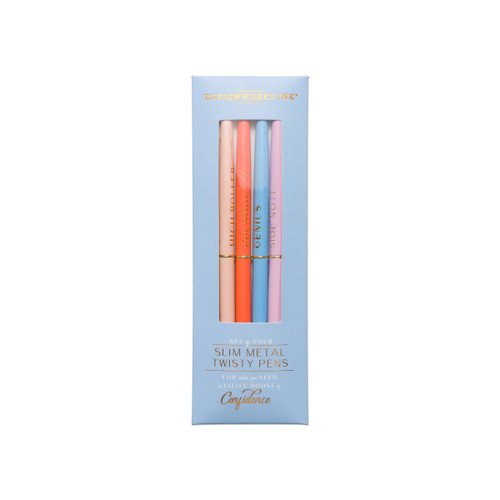 TWISTY SLIM METAL PEN SET, SET OF 4 - BLUE, DPSM2023