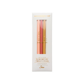 TWISTY SLIM METAL PEN SET, SET OF 4 - CREAM, DPSM2024