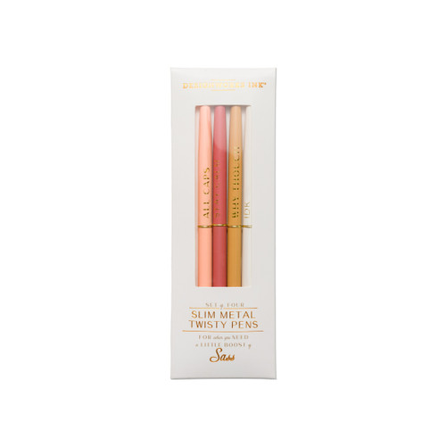 TWISTY SLIM METAL PEN SET, SET OF 4 - CREAM, DPSM2024