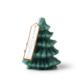 CYPRESS & FIR 3.5"x 4" SHORT TREE TOTEM CANDLE WITH HANGTAG, CFHSM03