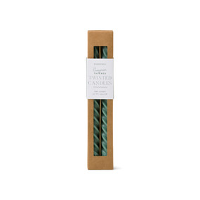 CYPRESS & FIR TWISTED TAPERS  10" TALL EVERGREEN CANDLES, 2 PER PACK, CFHTT01