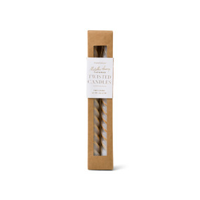 CYPRESS & FIR TWISTED TAPERS  10" TALL METALLIC IVORY CANDLES, 2 PER PACK, CFHTT02