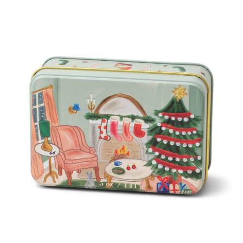 HOLIDAY TIN 5 OZ MATTE ILLUSTRATED TIN WITH LIVING ROOM SCENE - PERSIMMON & CHESTNUT, CT0501