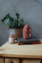 CERAMIC INCENSE & TEA LIGHT HOLDER AMSTERDAM HOUSE, RED - 1 TEA LIGHT & 20 COUNT INCENSE CONES, PALO SANTO, IN0023