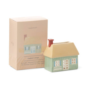 CERAMIC INCENSE & TEA LIGHT HOLDER ENGLISH COTTAGE, GREEN - 1 TEA LIGHT & 20 COUNT INCENSE CONES, PALO SANTO, IN0025