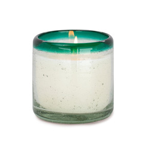 LA PLAYA 9 OZ BUBBLE GLASS WITH GREEN RIM - CACTUS FLOWER BAMBOO, LP0905