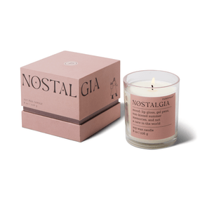 MOOD 8 OZ NOSTALGIA  BOXED CLEAR GLASS WITH MAUVE RIM IN MAUVE RIGID BOX - PEPPER + PLUM, MD0802