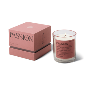 MOOD 8 OZ PASSION  BOXED CLEAR GLASS WITH RED RIM IN RED RIGID BOX - SAFFRON ROSE, MD0803