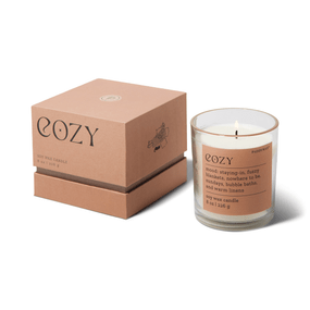 MOOD 8 OZ COZY  BOXED CLEAR GLASS WITH TAUPE RIM IN TAUPE RIGID BOX - CASHMERE + FRENCH ORRIS, MD0804