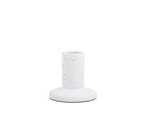 LARGE CERAMIC TAPER HOLDER, WHITE SPECKLED - 2.9" TALL - PHA63
