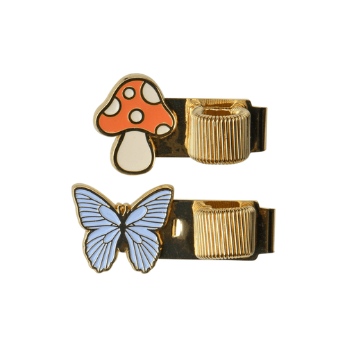 PEN CLIPS - BUTTERFLY + MUSHROOM, SET OF 2, PCS1003