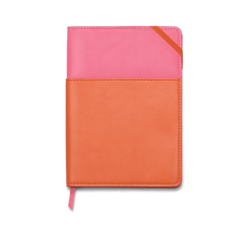 VEGAN LEATHER POCKET JOURNAL, 7" X 9" - PINK + CHILI, PJ1000