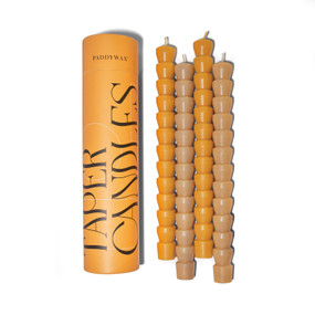 TAPER SET BURNT ORANGE & PEACH PACKAGED IN ORANGE TUBE PACKAGING (INCLUDES 2 TAPER CANDLES OF EACH COLOR, 4 TOTAL TAPERS), THB003