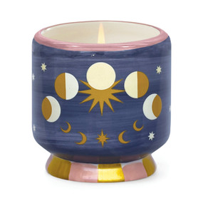 A DOPO 8 OZ HANDPAINTED "MOON PHASES" CERAMIC CANDLE - JASMINE & ROSE, AD0808