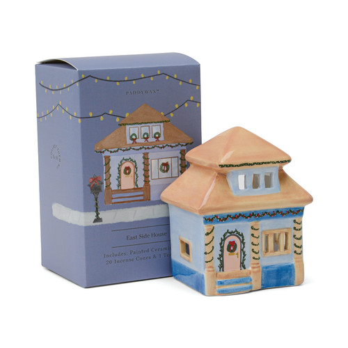 INCENSE HOUSE, NO. 06 - EAST SIDE HOUSE STYLE INCENSE & TEA LIGHT HOLDER CERAMIC HOUSE (INCLUDES 1 TEA LIGHT & 20 INCENSE CONES), IN0027