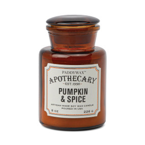 APOTHECARY8 OZ GLASS CANDLE - PUMPKIN & SPICE, PKSP0801