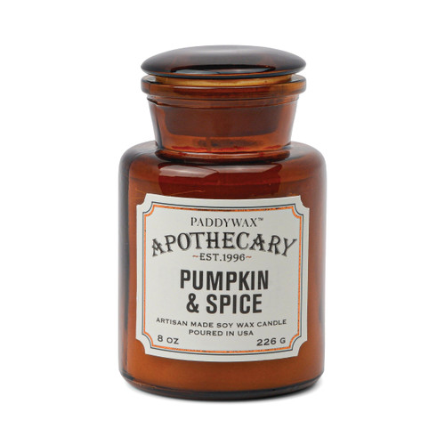APOTHECARY8 OZ GLASS CANDLE - PUMPKIN & SPICE, PKSP0801