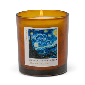 IMPRESSIONIST 6 OZ AMBER GLASS CANDLE IN BLUE BOX - VAN GOGH, "THE STARRY NIGHT", IMP0602