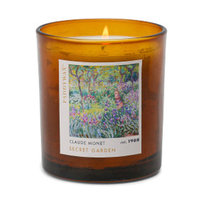 IMPRESSIONIST 6 OZ AMBER GLASS CANDLE IN BLUE BOX - MONET, "THE ARTIST'S GARDEN OF GIVERNY", IMP0603
