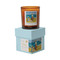 IMPRESSIONIST 6 OZ AMBER GLASS CANDLE IN BLUE BOX - RENOIR, "FIGURES ON THE BEACH", IMP0605