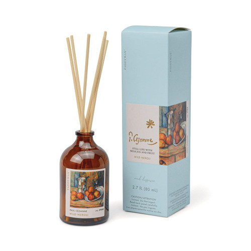 IMPRESSIONIST 80mL AMBER GLASS DIFFUSER IN BLUE BOX - CÉZANNE, "STILL LIFE WITH MILK JUG & FRUIT", IMPFD04