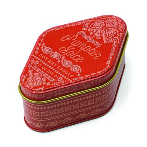 STATION 3.5 OZ ORANGE PRINTED BANDANA PATTERNED TIN - PUMPKIN SPICE, STN0302