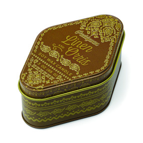 STATION 3.5 OZ ORCHRE PRINTED BANDANA PATTERNED TIN - LINEN & ORRIS, STN0305
