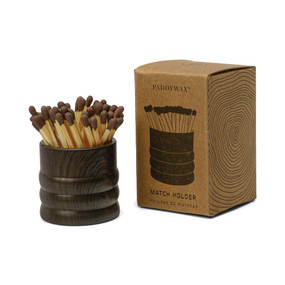 GRAIN DARK BROWN CERAMIC WOOD MATCH HOLDER PACKAGED IN BOX - 50 COUNT OF MATCHES, ACC35
