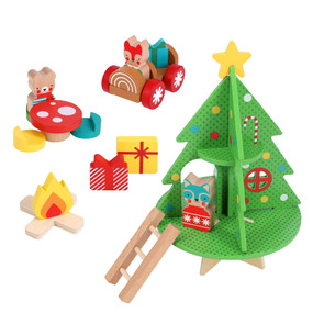 Christmas Treehouse Wooden Play Set (Bilingual Edition) by Petit Collage, 9781797237473