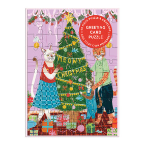 Meowy Christmas Greeting Card Puzzle by Galison, 9780735385429