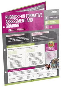 Rubrics for Formative Assessment and Grading (Quick Reference Guide) by Susan M. Brookhart, 9781416623533