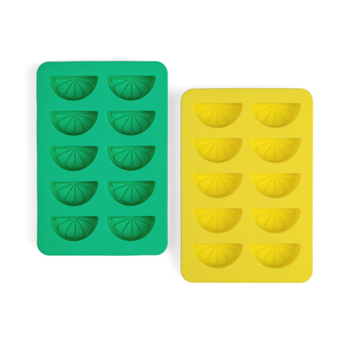 THE DOTTY CITRUS WEDGE ICE TRAYS - SET OF 2 YELLOW + GREEN, HHC140