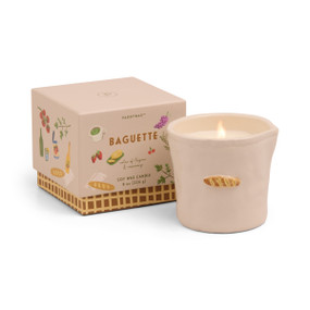 8 OZ BISTRO IMPERFECT WHITE CERAMIC W/ EMBOSSED FRENCH BAGUETTE W/ RIGID BOX - ROSEMARY THYME, BIS0802