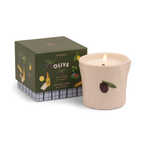 8 OZ BISTRO IMPERFECT WHITE CERAMIC W/ EMBOSSED OLIVE W/ RIGID BOX - FIG & OLIVE, BIS0806