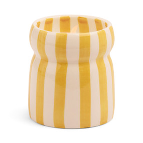6.5 OZ CABANA OCHRE (PMS 7556) STRIPED HAND PAINTED CERAMIC W/ DUSTCOVER & WARNING LABEL - GOLD COAST, CAB0703