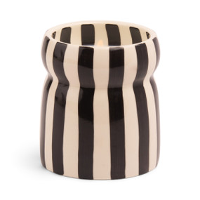 6.5 OZ CABANA BLACK STRIPED HAND PAINTED CERAMIC W/ DUSTCOVER & WARNING LABEL - LAVA STONE, CAB0705