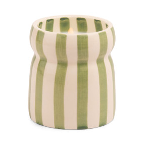 6.5 OZ CABANA SAGE (PMS 2263) STRIPED HAND PAINTED CERAMIC W/ DUSTCOVER & WARNING LABEL - BORA BORA, CAB0706